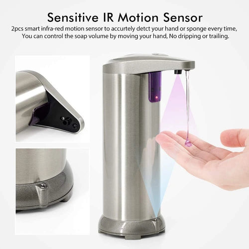 Dispensador de Jabón de Acero Inoxidable y sensor de movimiento